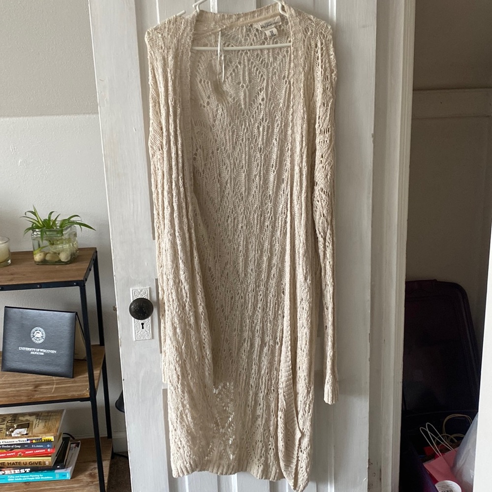 Cream calf-length sweater